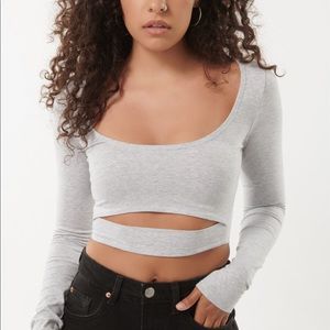 Long sleeve cut out crop top